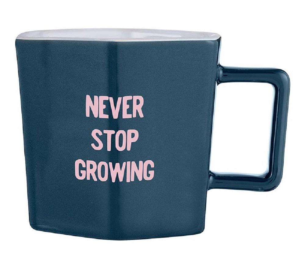 "Never Stop Growing" Hexagon Mug and Saucer Set in Floral Design