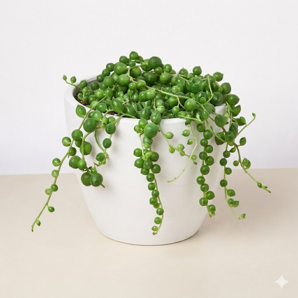 Succulent 'String of Pearls' potted plant