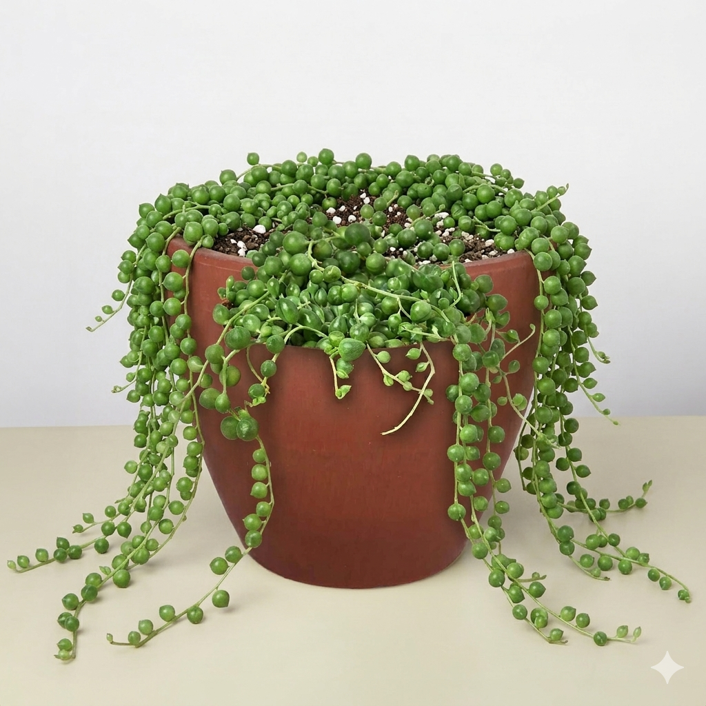 Succulent 'String of Pearls' potted plant