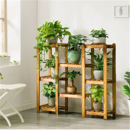 Wooden 8 Tiers Garden Plant Stand Indoor Outdoor Potted Flowers Storage Planters Display Rack for Greenery Plants